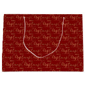 Rood en goud kerstscript groot cadeauzakje (Voorkant)