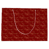 Rood en goud kerstscript groot cadeauzakje (Achterkant)