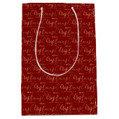 Rood en Goud Kerstscript Medium Cadeauzakje (Voorkant)