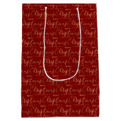 Rood en Goud Kerstscript Medium Cadeauzakje (Achterkant)