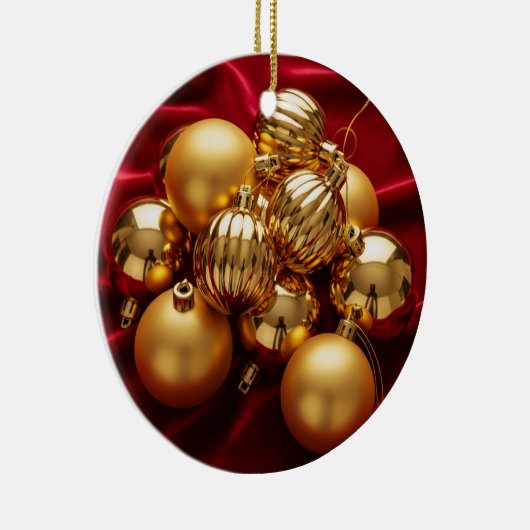 Rood en goud kerstversiering keramisch ornament (Rechts)