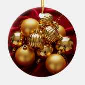 Rood en goud kerstversiering keramisch ornament (Voorkant)