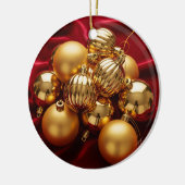 Rood en goud kerstversiering keramisch ornament (Links)