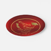 Rood en Goud Klasse 2025 Afstuderen Papieren Bordje (Gekanteld)