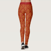 Rood en goud Kunstdecopatroon Leggings (Achterkant)