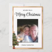 Rood en Goud Lijst Kerstmis Foto Flat Feestdagenkaart (Voorkant)