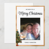 Rood en Goud Lijst Kerstmis Foto Flat Feestdagenkaart (Voorkant / Achterkant)