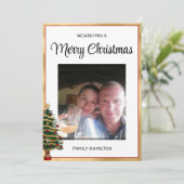 Rood en Goud Lijst Kerstmis Foto Flat Feestdagenkaart (Staand voorkant)