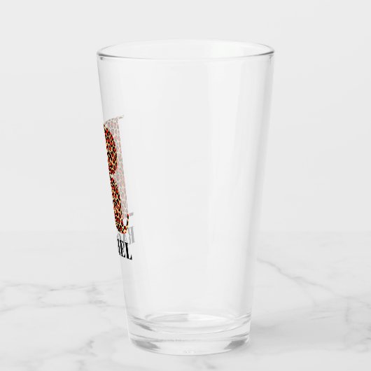 Rood en Goud Luipaard Glam Monogram R Glas (Links)