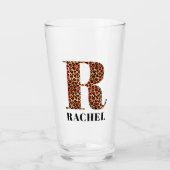Rood en Goud Luipaard Glam Monogram R Glas (Voorkant)
