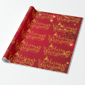 Rood en goud luxe kerst cadeaupapier (Uitgerold)