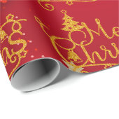 Rood en goud luxe kerst cadeaupapier (Rol Hoek)