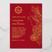 Rood en goud Mandala en Ganesha Wedding Folie Uitnodiging (Voorkant)
