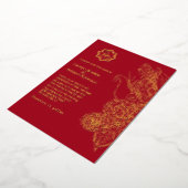 Rood en goud Mandala en Ganesha Wedding Folie Uitnodiging (Gedraaid)