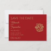 Rood en Goud Mandala Indiase bruiloft Save the Dat Save The Date (Voorkant)
