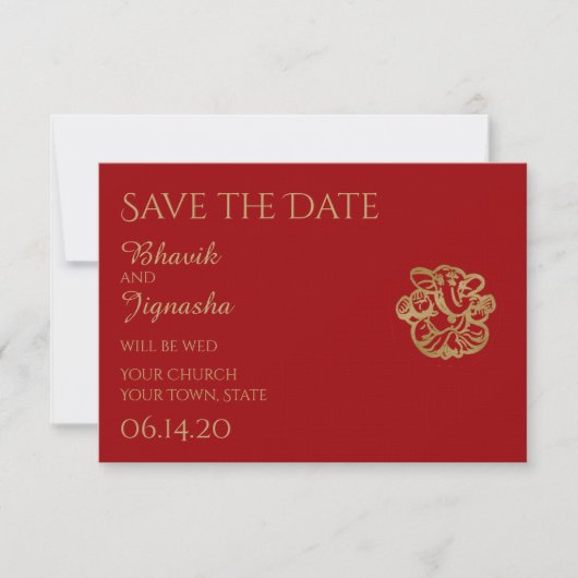 Rood en Goud Mandala Indiase bruiloft Save the Dat Save The Date (Voorkant)