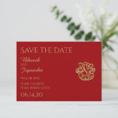 Rood en Goud Mandala Indiase bruiloft Save the Dat Save The Date (Staand voorkant)