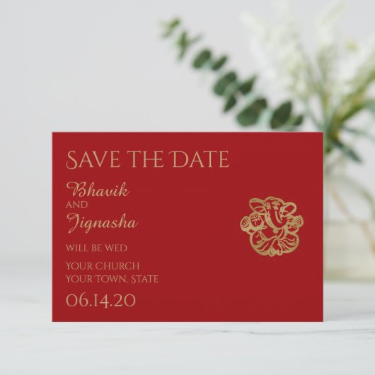 Rood en Goud Mandala Indiase bruiloft Save the Dat Save The Date (Staand voorkant)