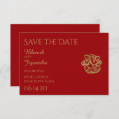 Rood en Goud Mandala Indiase bruiloft Save the Dat Save The Date (Voorkant / Achterkant)
