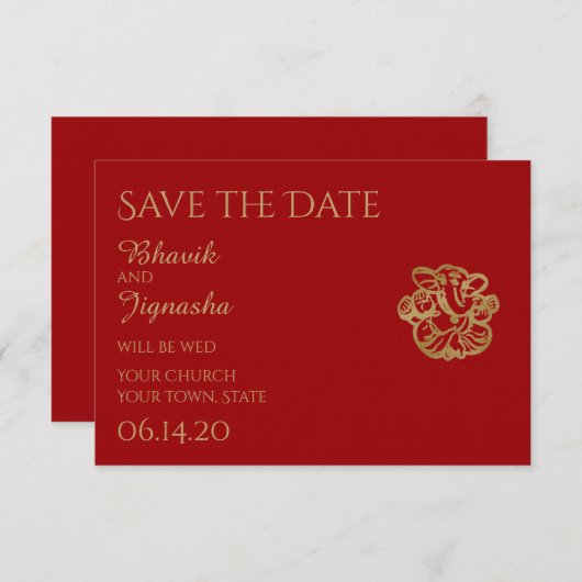Rood en Goud Mandala Indiase bruiloft Save the Dat Save The Date (Voorkant / Achterkant)
