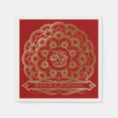 Rood en Goud Mandala Indiase bruiloft servet (Voorkant)