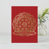Rood en Goud Mandala Indiase bruiloft uitnodiging (Staand voorkant)