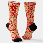 Rood en Goud Mandala Patroon Sokken (Gebogen)