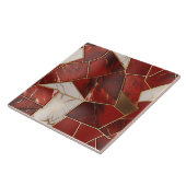 Rood en Goud Marmer, Kristal Kubisme Patroon Tegeltje (Zijkant)