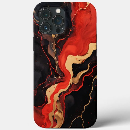 Rood en Goud Marmeren Abstract Ontwerp Case-Mate iPhone Case (Achterkant)