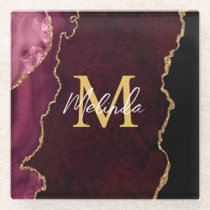 Rood en Goud Marmeren Agaat Glazen Onderzetter