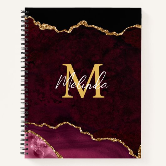 Rood en Goud Marmeren Agaat Notitieboek (Voorkant)