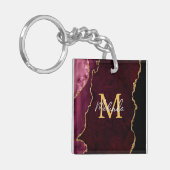 Rood en Goud Marmeren Agaat Sleutelhanger (Voorkant Links)