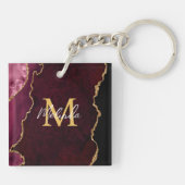 Rood en Goud Marmeren Agaat Sleutelhanger (Achterkant)