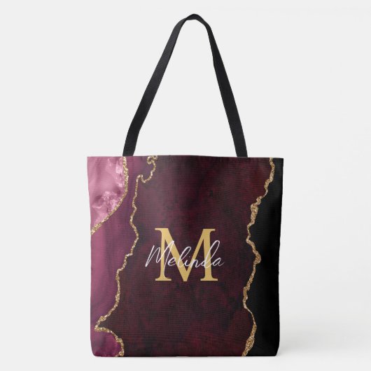Rood en Goud Marmeren Agaat Tote Bag (Voorkant)