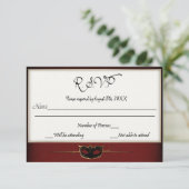 Rood en goud Masquerade RSVP (Staand voorkant)