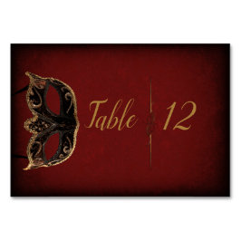 Rood en Goud Masquerade Trouwtafel Kaart