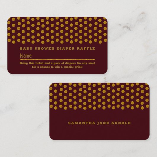 Rood en goud met polkadot, luiers loterij ticket informatiekaartje (Voorkant / Achterkant)