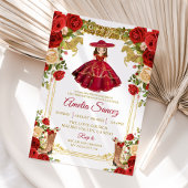 Rood en goud Mexicaans meisje Tres Añ os Birthday Kaart