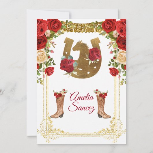 Rood en goud Mexicaans meisje Tres Añ os Birthday Kaart (Achterkant)