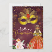 Rood en Goud Mexicaanse Prinses Quinceañera Verjaa Kaart (Voorkant)