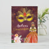 Rood en Goud Mexicaanse Prinses Quinceañera Verjaa Kaart (Staand voorkant)