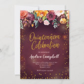 Rood en Goud Mexicaanse Prinses Quinceañera Verjaa Kaart (Achterkant)