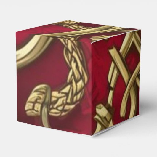 rood en goud middeleeuws decor bedankdoosjes (Achterkant)