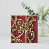 rood en goud middeleeuws decor feestdagenkaart (Staand voorkant)