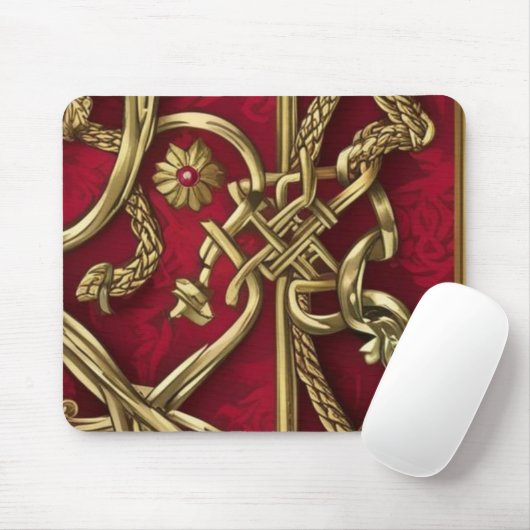 rood en goud middeleeuws decor muismat (Met muis)