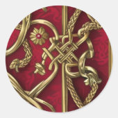 rood en goud middeleeuws decor ronde sticker (Voorkant)