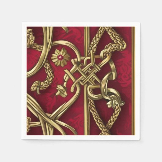 rood en goud middeleeuws decor servet (Voorkant)