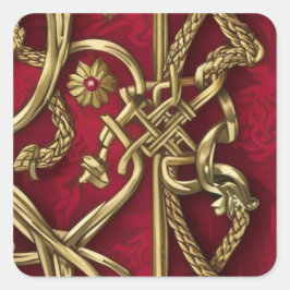 rood en goud middeleeuws decor vierkante sticker