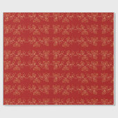 Rood en Goud Mistletoe Patroon Wrapping Papier (Vlak)