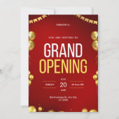 Rood en Goud Modern Grand Opening Uitnodiging (Voorkant)